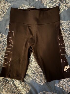Nike Black Biker Shorts with White Side Branding
